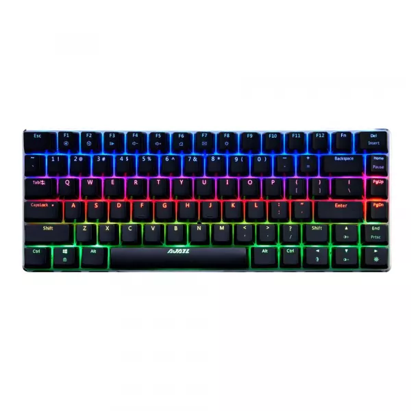 Tastatura gaming AJAZZ cu fir, 82 taste, iluminare din spate, RGB, Cablu USB, Neagra