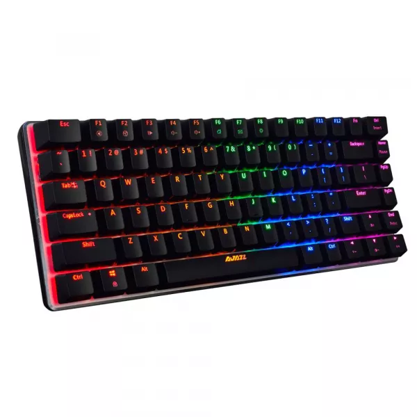 Tastatura gaming AJAZZ cu fir, 82 taste, iluminare din spate, RGB, Cablu USB, Neagra
