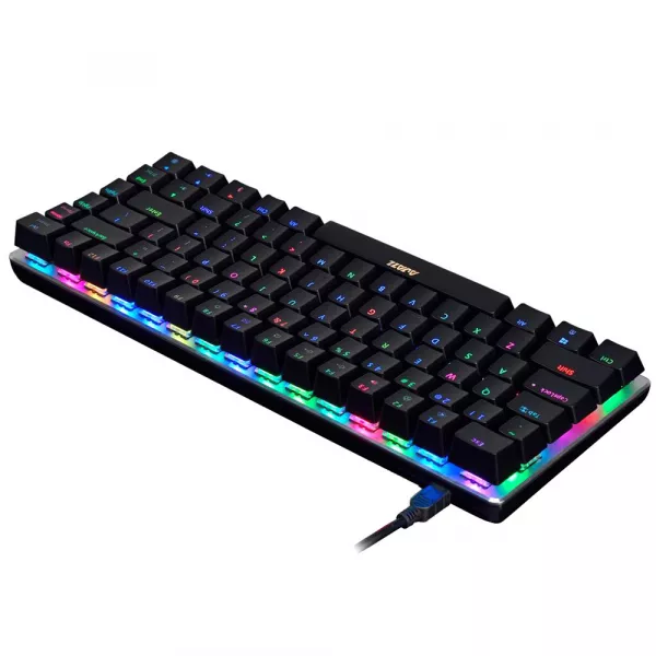 Tastatura gaming AJAZZ cu fir, 82 taste, iluminare din spate, RGB, Cablu USB, Neagra