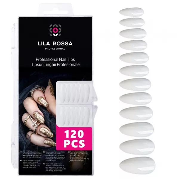 Tipsuri unghii false 120 buc, 12 marimi,  Lila Rossa, Natur, KG116