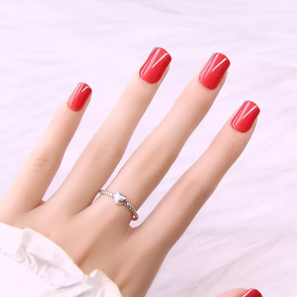 Tipsuri unghii false color press-on,Nails studio 24 buc, red + betisor portocal