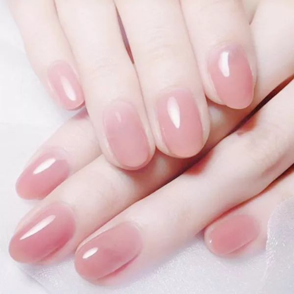 Tipsuri unghii false color press-on, Gel shine PINK glitter, 28 buc + lipici unghii + pila unghii + betisor portocal