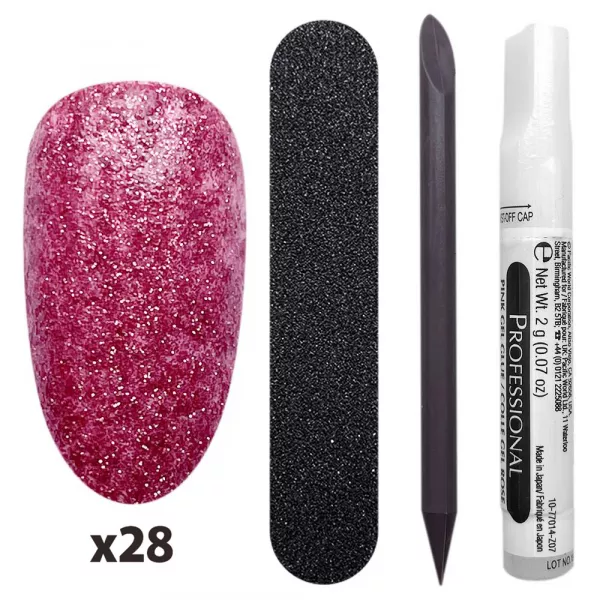 Tipsuri unghii false color press-on, So chic Merry manicure, 28 buc + lipici pentru unghii + pila unghii + betisor portocal