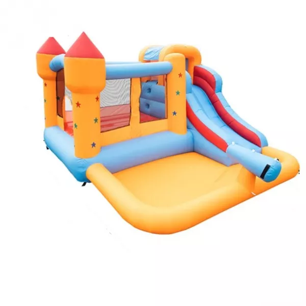 Trambulina gonflabila Karemi, cu tobogan si piscina,  pentru copii, 340x300x200 cm