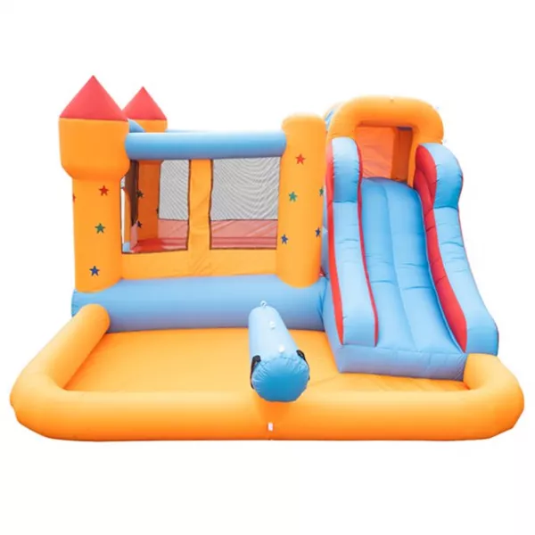 Trambulina gonflabila Karemi, cu tobogan si piscina,  pentru copii, 340x300x200 cm