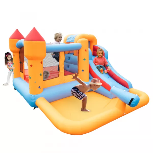 Trambulina gonflabila Karemi, cu tobogan si piscina,  pentru copii, 340x300x200 cm