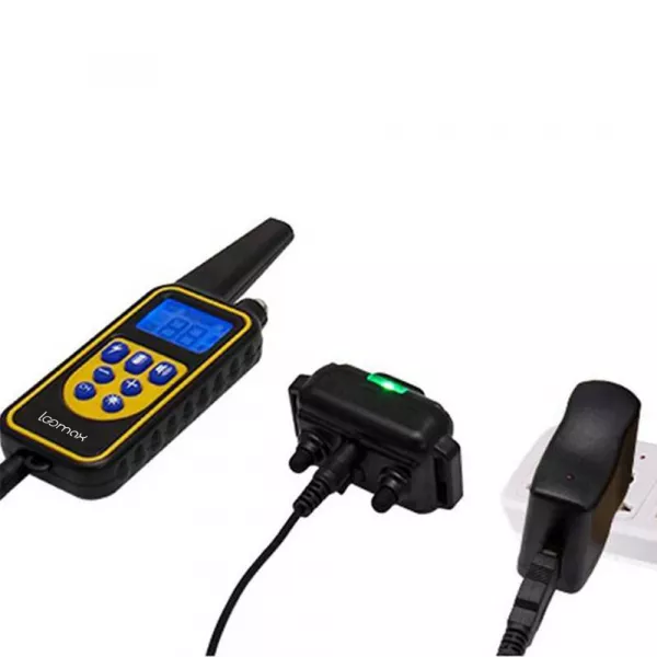 Zgarda electrica pentru dresaj caini, Loomax, reincarcabila, economisire automata a energiei, electrozi conductivi cauciucati