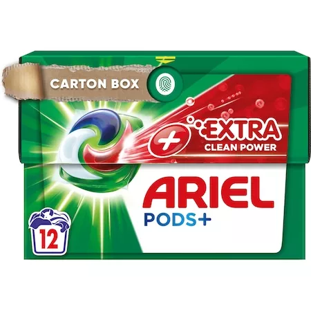 Detergent capsule - ARIEL DETERGENT CAPSULE EXTRA+CLEAN POWER 12BUC 4/BAX, lucidiusmarket.ro