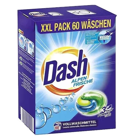 Detergent capsule - DASH DETERGENT CAPSULE ALPEN FRISCHE 60BUC 4/BAX, lucidiusmarket.ro