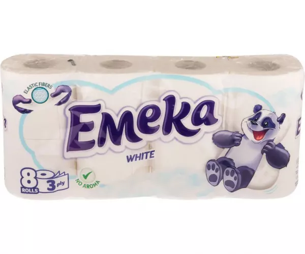 Hartie igienica - EMEKA HARTIE IGIENICA WHITE 3STR 8ROLE 5/BAX, lucidiusmarket.ro