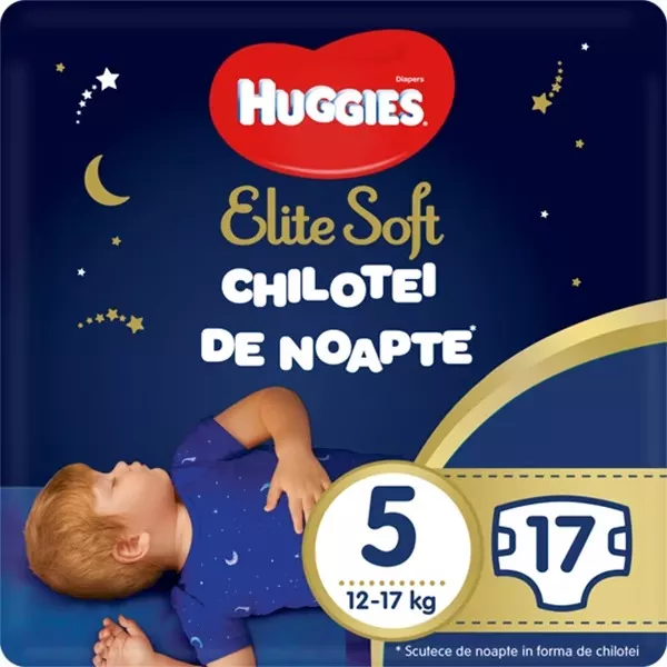 Scutece - HUGGIES ELIT SOFT NOAPTE NR5 12-17KG 17BUC/SET 4/BAX, lucidiusmarket.ro