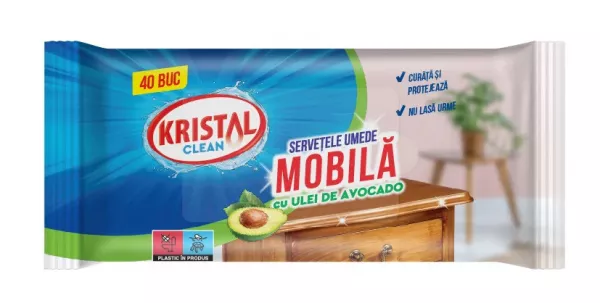 Solutii mobila - KRISTAL CLEAN SERVETELE UMEDE MOBILA 40BUC 32/BAX, lucidiusmarket.ro