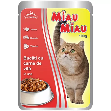 Hrana Pisici - MIAU MIAU HRANA PISICI VITA IN SOS PLIC 100GR 24/BAX, lucidiusmarket.ro
