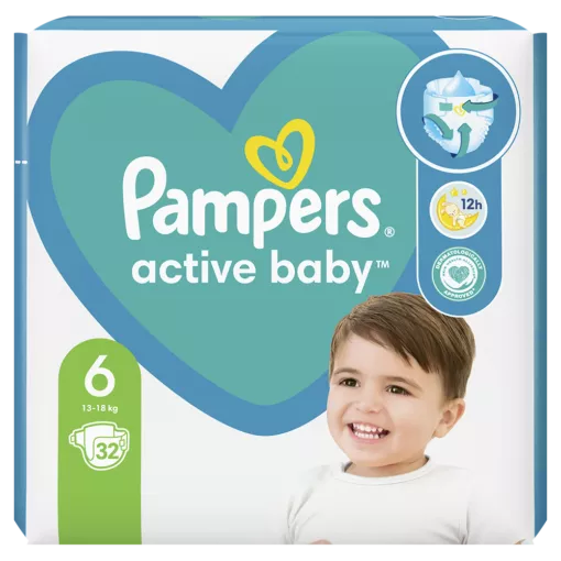 PAMPERS ACTIVE BABY NR.6 13-18KG 32BUC/SET 4/BAX