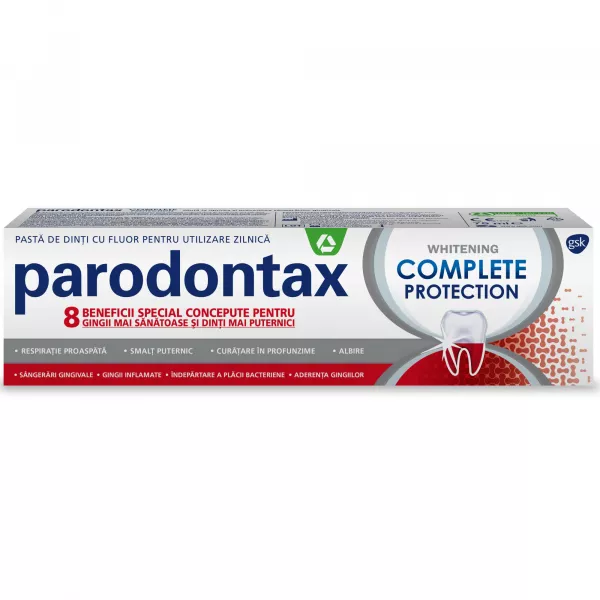 Pasta de dinti  - PARODONTAX PASTA DINTI COMPLET PROTECTION WHITENING 75ML 12/BAX, lucidiusmarket.ro