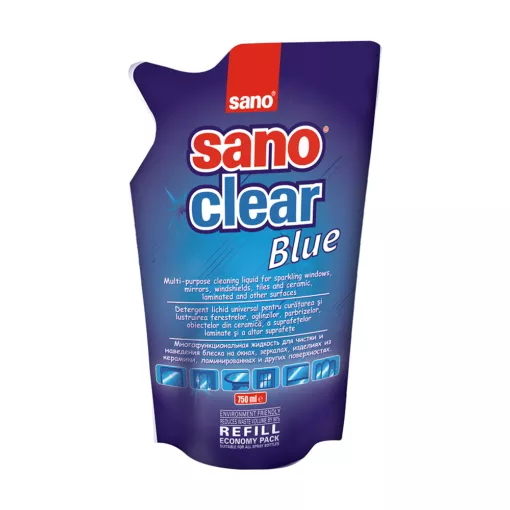 Solutii geamuri - SANO CLEAR BLUE SOLUTIE GEAMURI REZERVA 750ML 12/BAX, lucidiusmarket.ro