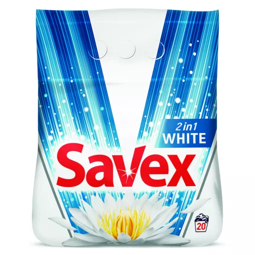 Detergent pudra - SAVEX DETERGENT AUTOMAT 2IN1 WHITE 2KG 8/BAX, lucidiusmarket.ro