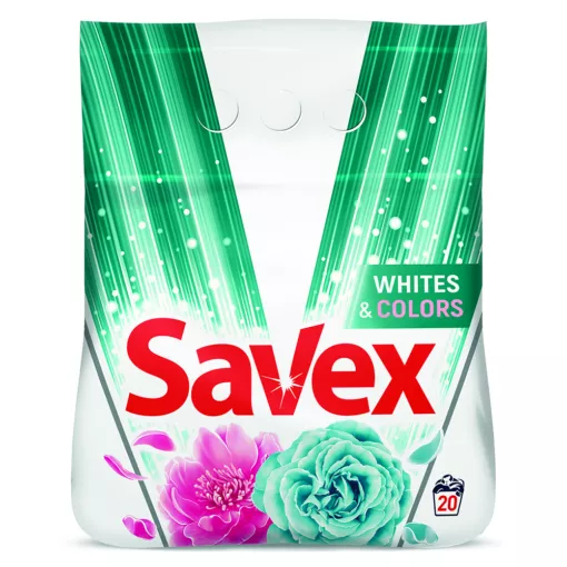 Detergent pudra - SAVEX DETERGENT AUTOMAT WHITES&COLORS 2KG 8/BAX, lucidiusmarket.ro