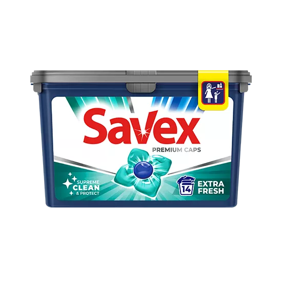 Detergent capsule - SAVEX DETERGENT CAPSULE SUPREME CLEAN EXTRA FRESH 14BUC 6/BAX, lucidiusmarket.ro