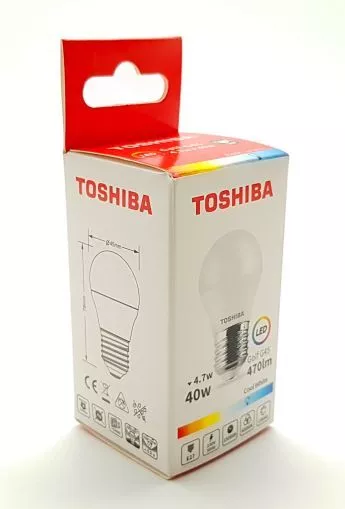 Becuri si lanterne - TOSHIBA BEC LED 4.7W E27 G45 ALB RECE 100/BAX, lucidiusmarket.ro