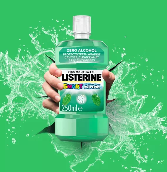 Apa de gura Listerine Smart Rinse Mild Mint pentru copii, 500ml