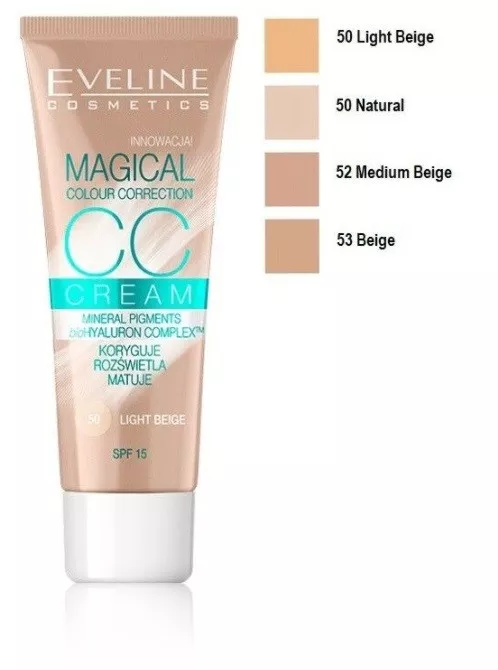 Fond de ten Eveline CC Cream Magical Colour Correction 50 Light Beige,30 ml