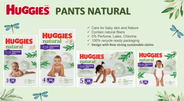 Scutece Chilotel Huggies Natural Pants, Nr.3, 6-10kg, 58buc