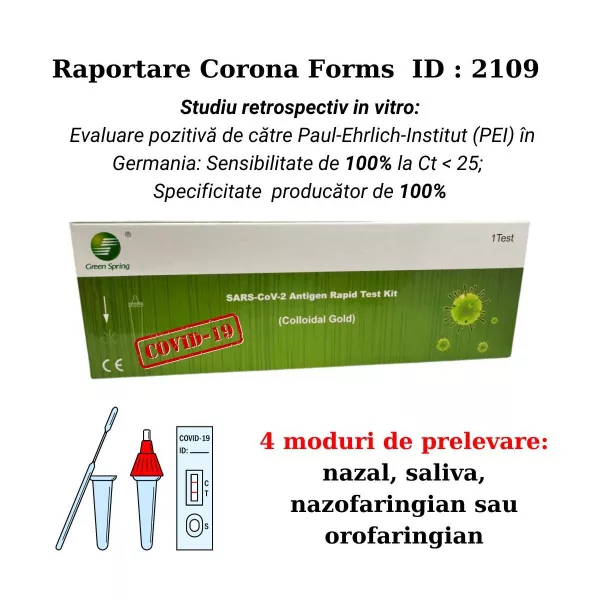  Test rapid antigen Covid (Coronavirus) 4in1 x 1 bucata