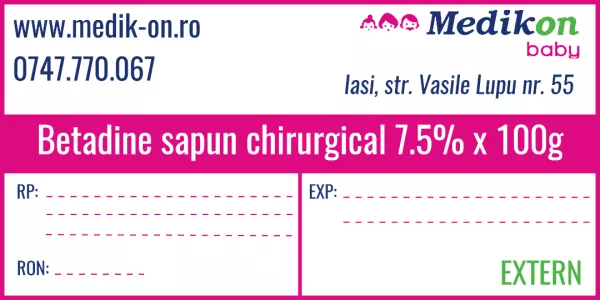 Betadine sapun chirurgical 7.5% x 100 grame (elaborat in laborator)