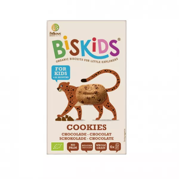 Biskids Biscuiti Kids eco cu ciocolata, de la 3 ani, 120 grame