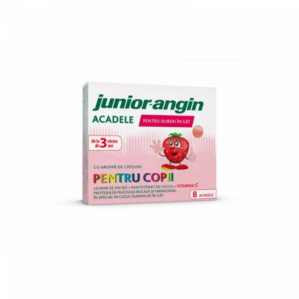 Junior Angin acadele cu aroma de capsuni pentru dureri de gat x 8 bucati