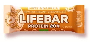 Lifebar Baton proteic cu nuci si vanilie raw bio x 47g