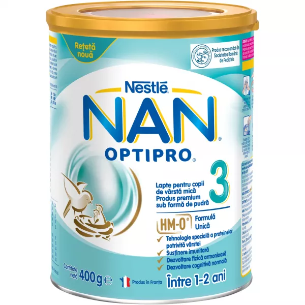 NAN 3 Optipro, formula lapte praf 1-2 ani, 400 grame