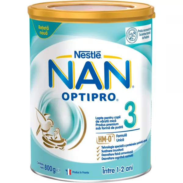 NAN 3 Optipro, formula lapte praf 1-2 ani, 800 grame