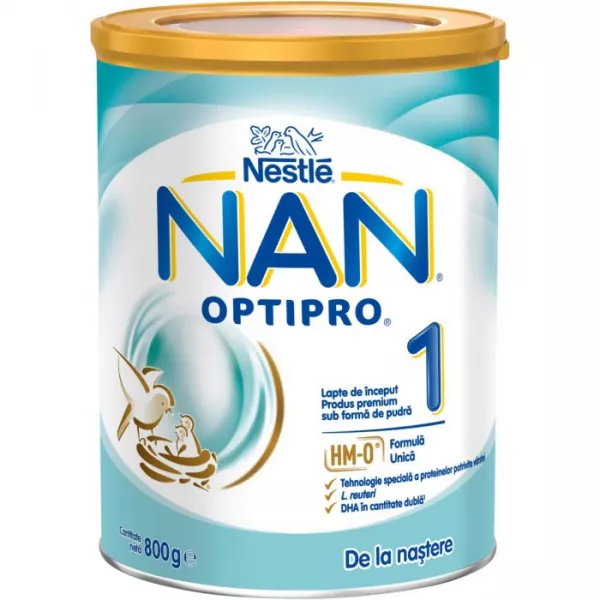 Nestle NAN OPTIPRO 1 HM-O, Lapte praf de la nastere, 800 grame