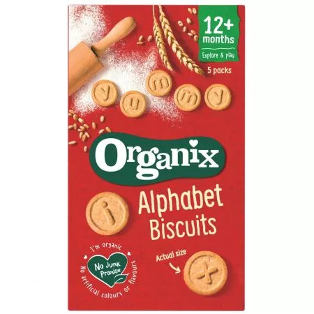 Organix Goodies Biscuiti Alfabet 5 pungute x 25 grame