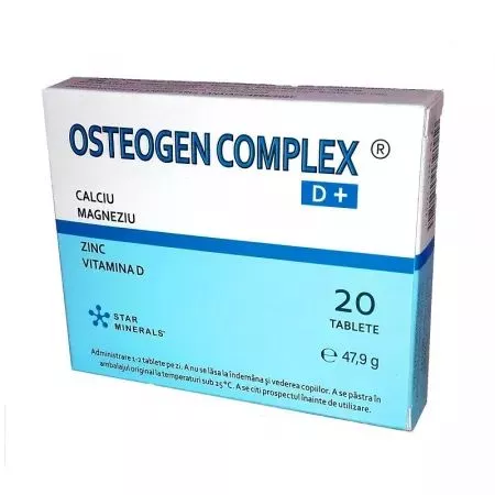 Osteogen Complex cu Calciu, Magneziu, Zinc, Vitamina D X 20 tablete