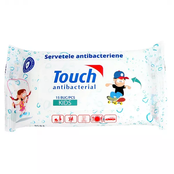 Touch kids servetele umede antibacteriene x 15 bucati
