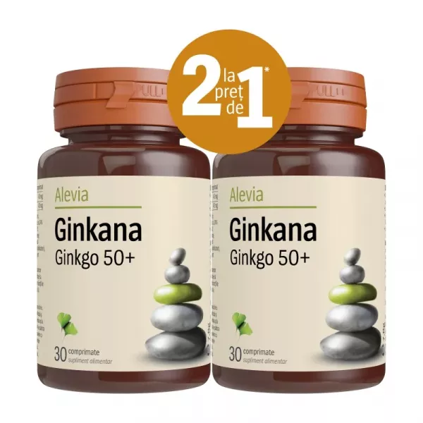 Pachet Ginkana Ginkgo 50 + , 30 comprimate, Alevia (1+1)