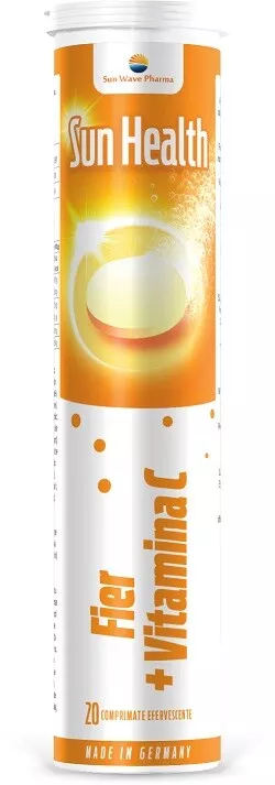 Fier + Vitamina C Sun Health, 20 comprimate efervescente, Sun Wave Pharma