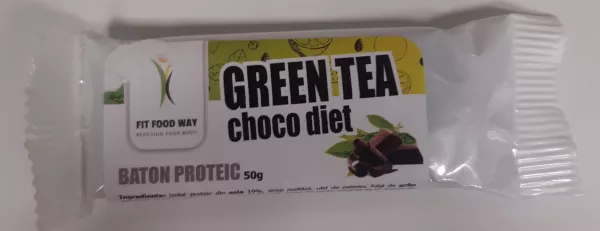 Baton proteic Green Tea Choco Diet, 50g, Fit
