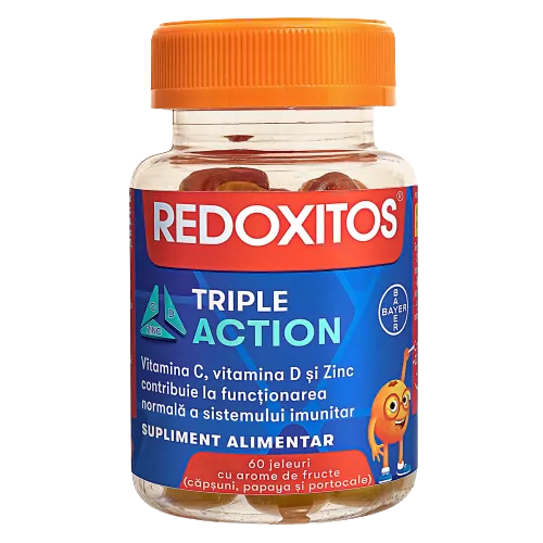 Jeleuri cu vitamina C Redoxitos Triple Action, 60 jeleuri, Bayer
