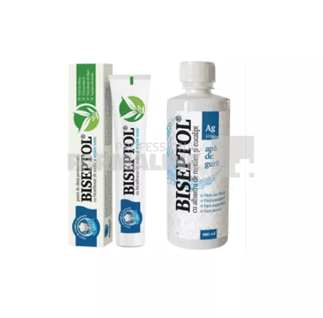 Dacia Plant Biseptol Pasta de dinti cu bicarbonat de sodiu si argint ionic  75 ml + Biseptol Apa de gura 50 ml - la pret ...