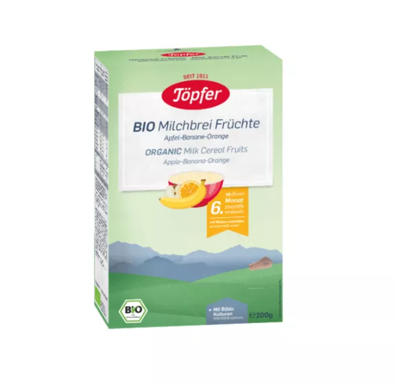 Topfer Bio Organic Cereale gris cu lapte si fructe 6+ luni 200 g