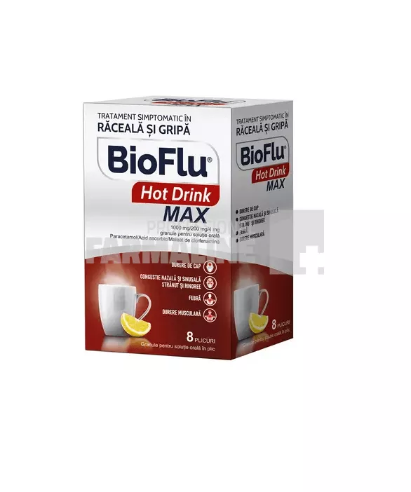 Bioflu Hot Drink Max1000 mg/200 mg/4 mg granule pentru suspensie orală ...