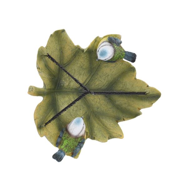 Adapatoare pentru pasari verde/galben din polirasina 23 cm Frunza suspendata Esschert Design