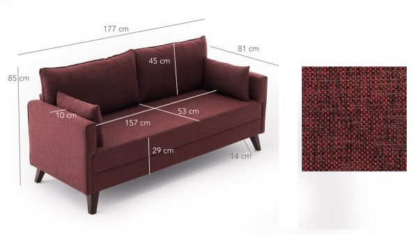 Canapea 2 locuri Bella Sofa For 2 Pr - Claret Red