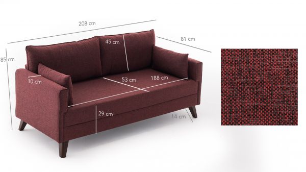 Canapea cu 3 locuri Bella Sofa For 3 Pr - Claret Red
