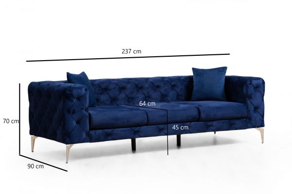 Canapea cu 3 locuri Como - Navy Blue