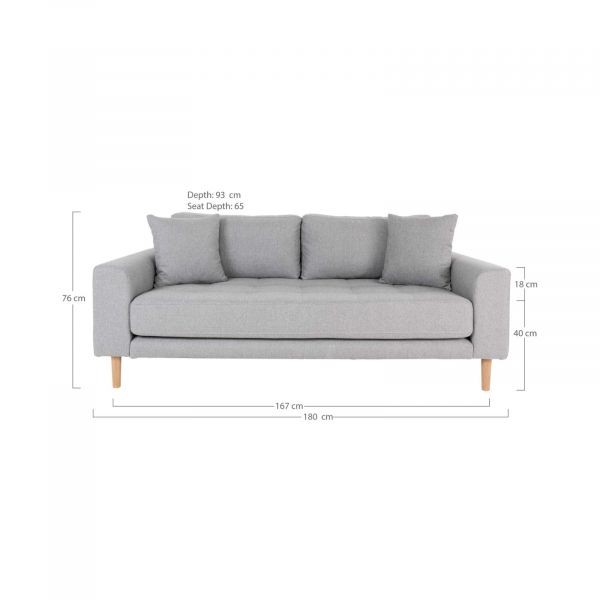 Canapea gri deschis din polieser 180 cm Lido House Nordic